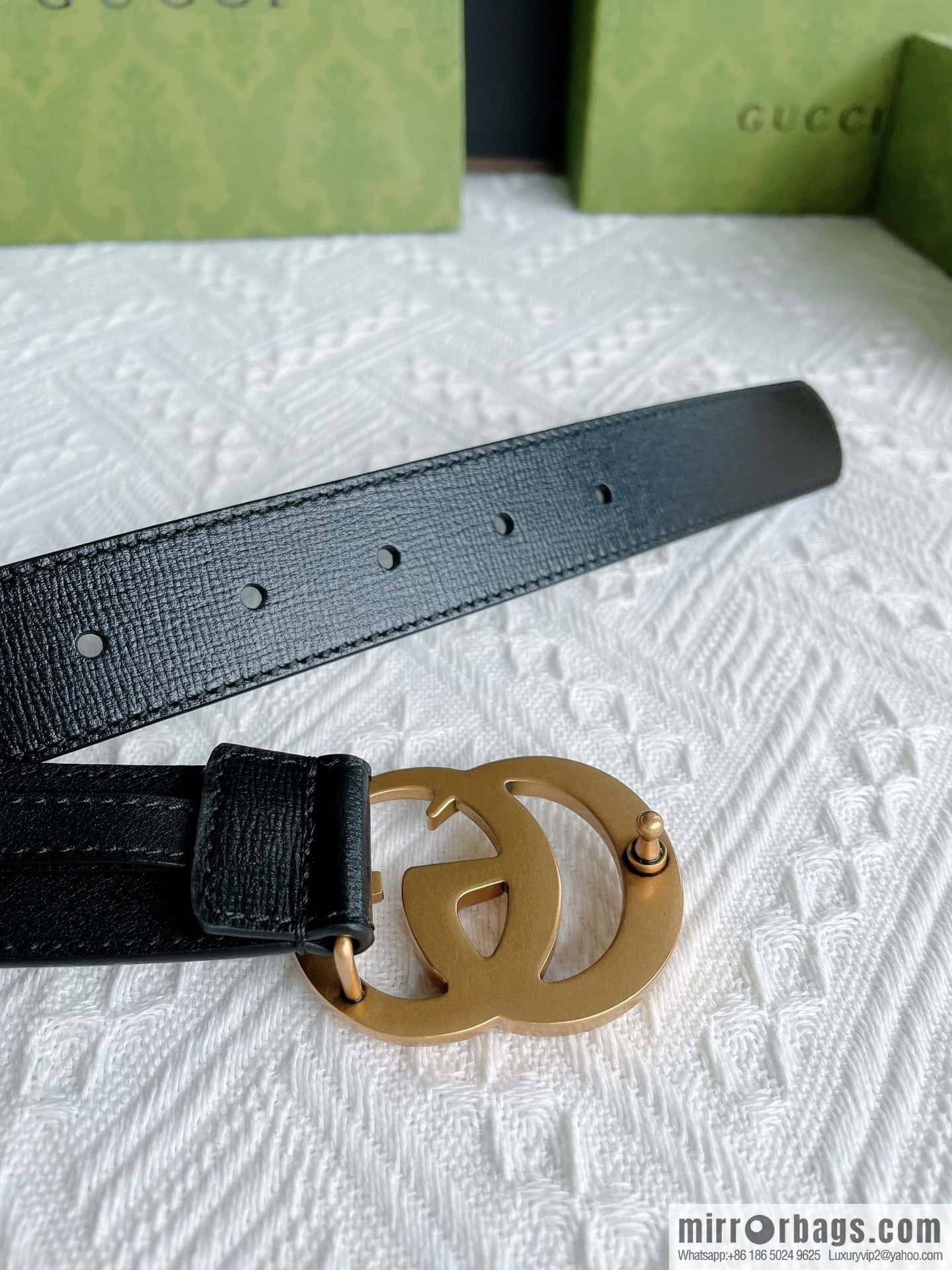 GUCCI imported cowhide texture, classic logo metal buckle belt
