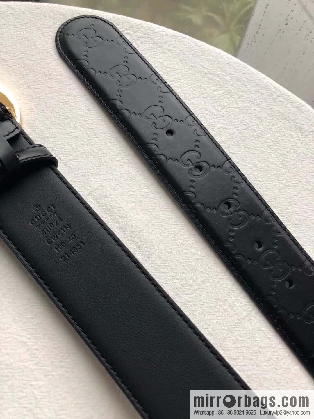 GUCCI Signature Men's Stainless Steel Double G Tumbling Sand Metal Buckle Embossed Top Cowhide Belt 3.8cm
