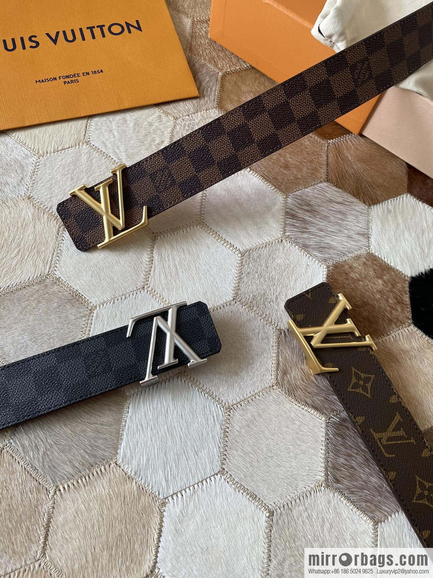 LV Monogram print, pearl mud metal buckle belt M9608 M9610 M9808