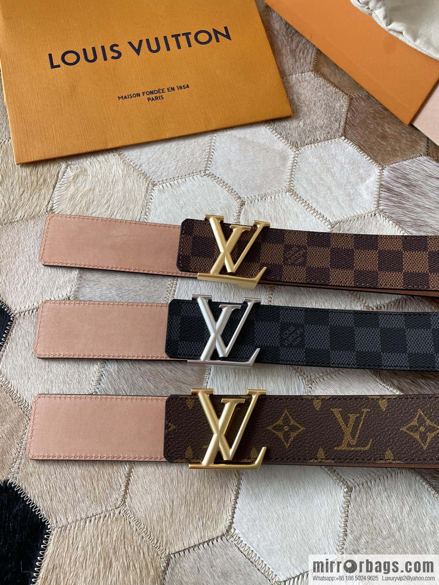 LV Monogram print, pearl mud metal buckle belt M9608 M9610 M9808