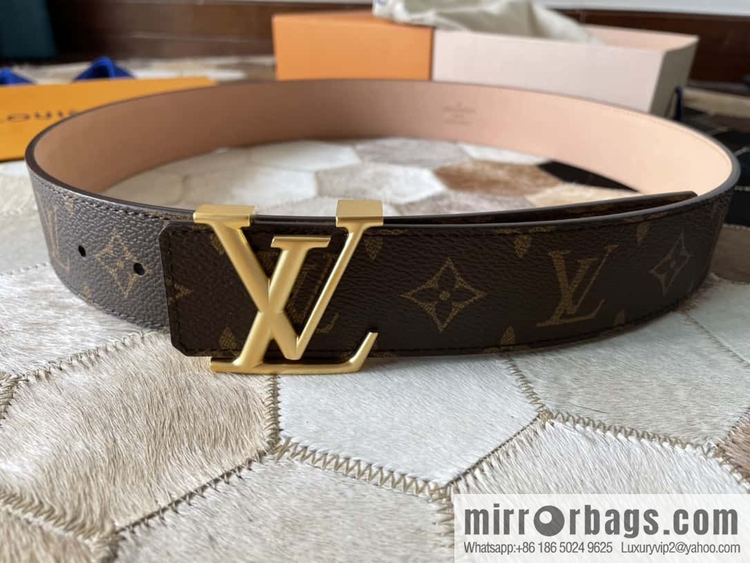 LV Monogram print, pearl mud metal buckle belt M9608 M9610 M9808