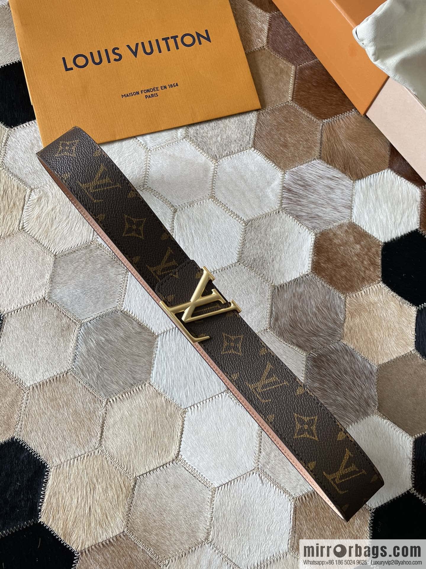 LV Monogram print, pearl mud metal buckle belt M9608 M9610 M9808