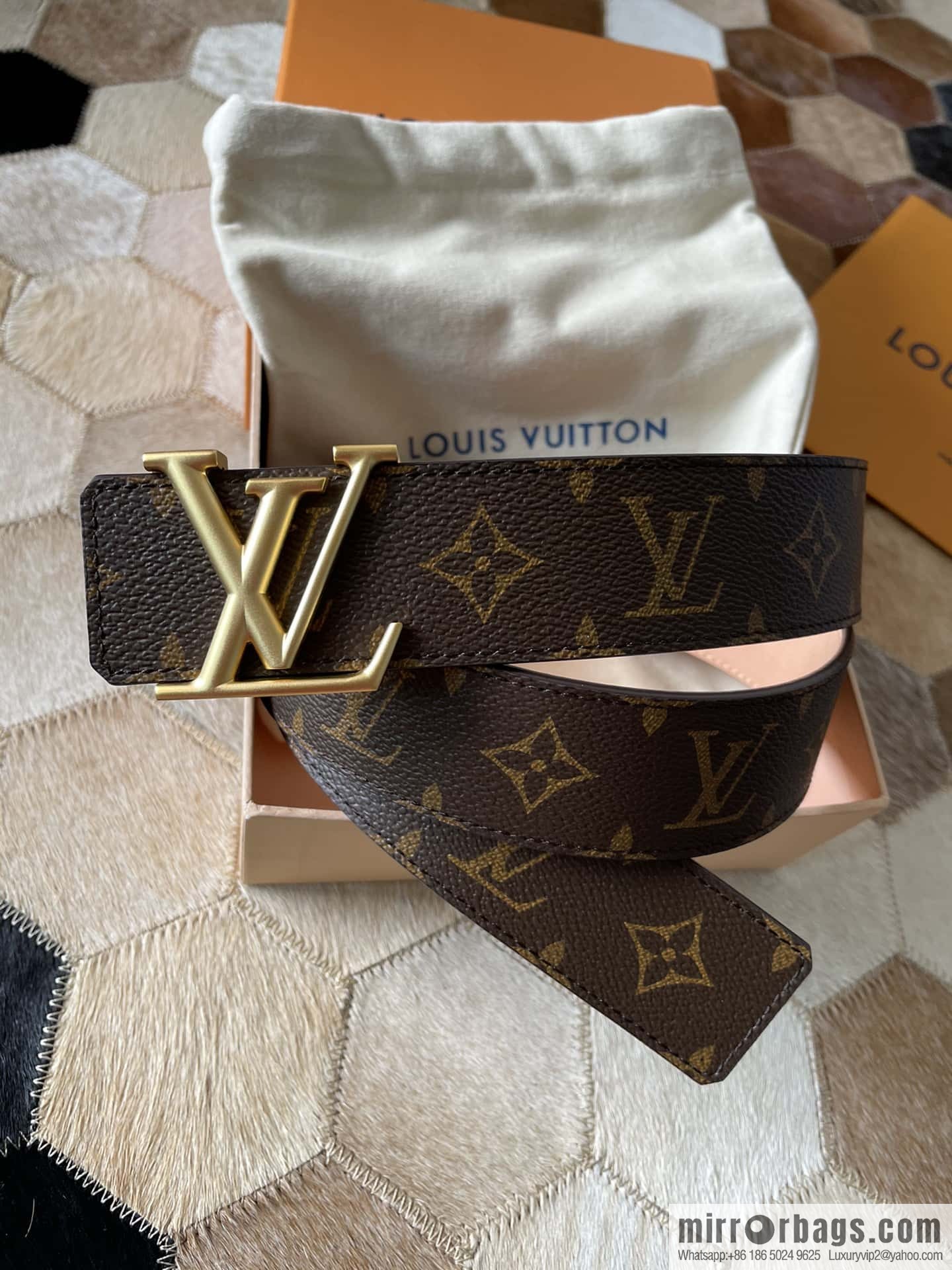 LV Monogram print, pearl mud metal buckle belt M9608 M9610 M9808