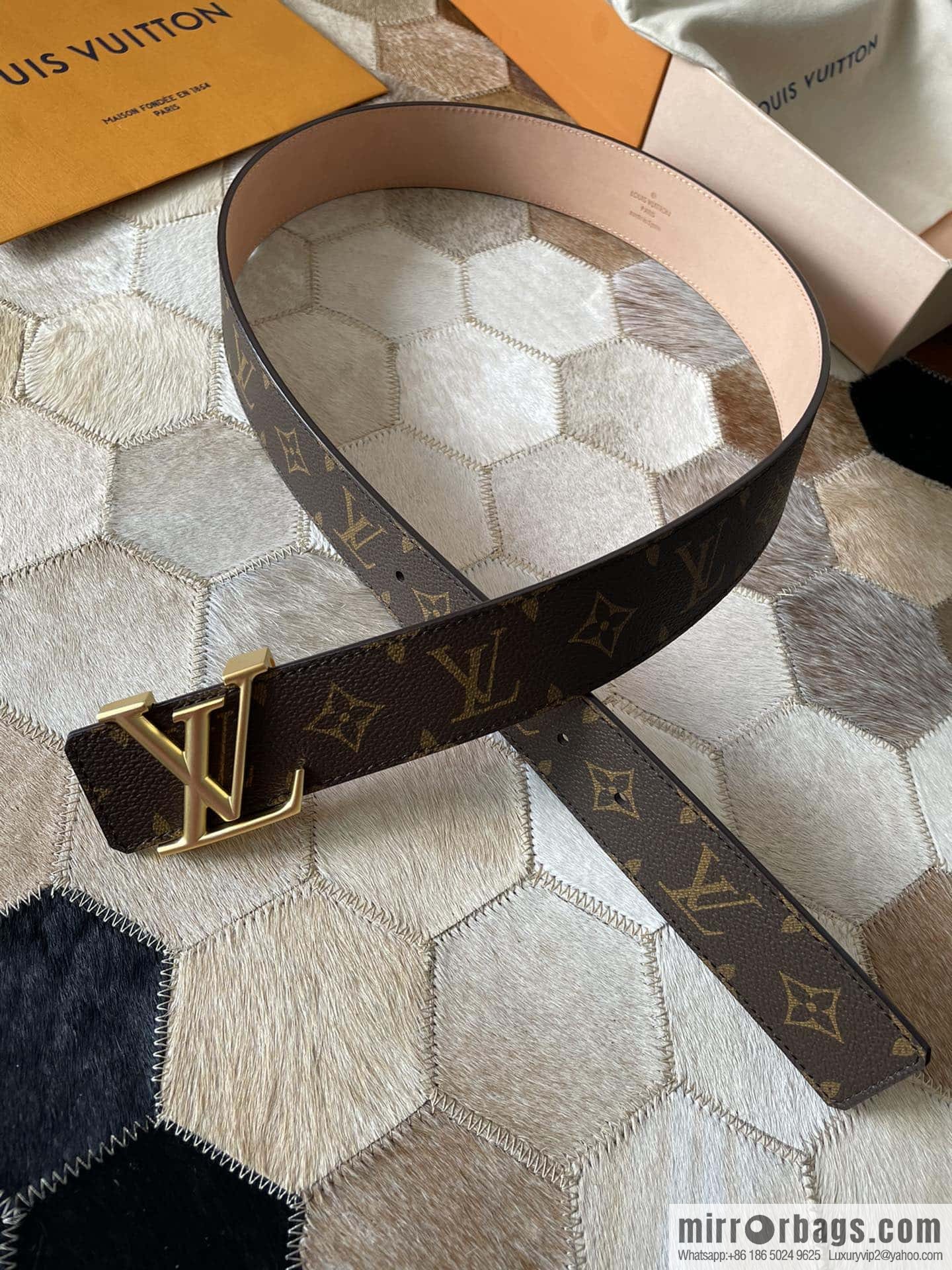 LV Monogram print, pearl mud metal buckle belt M9608 M9610 M9808