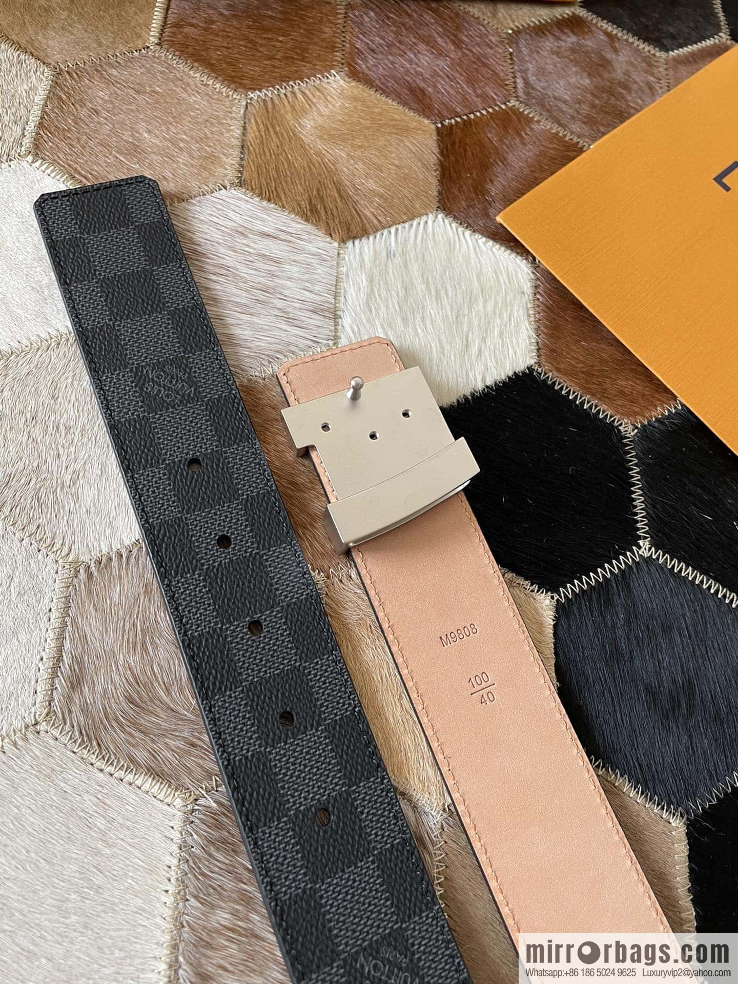 LV Monogram print, pearl mud metal buckle belt M9608 M9610 M9808