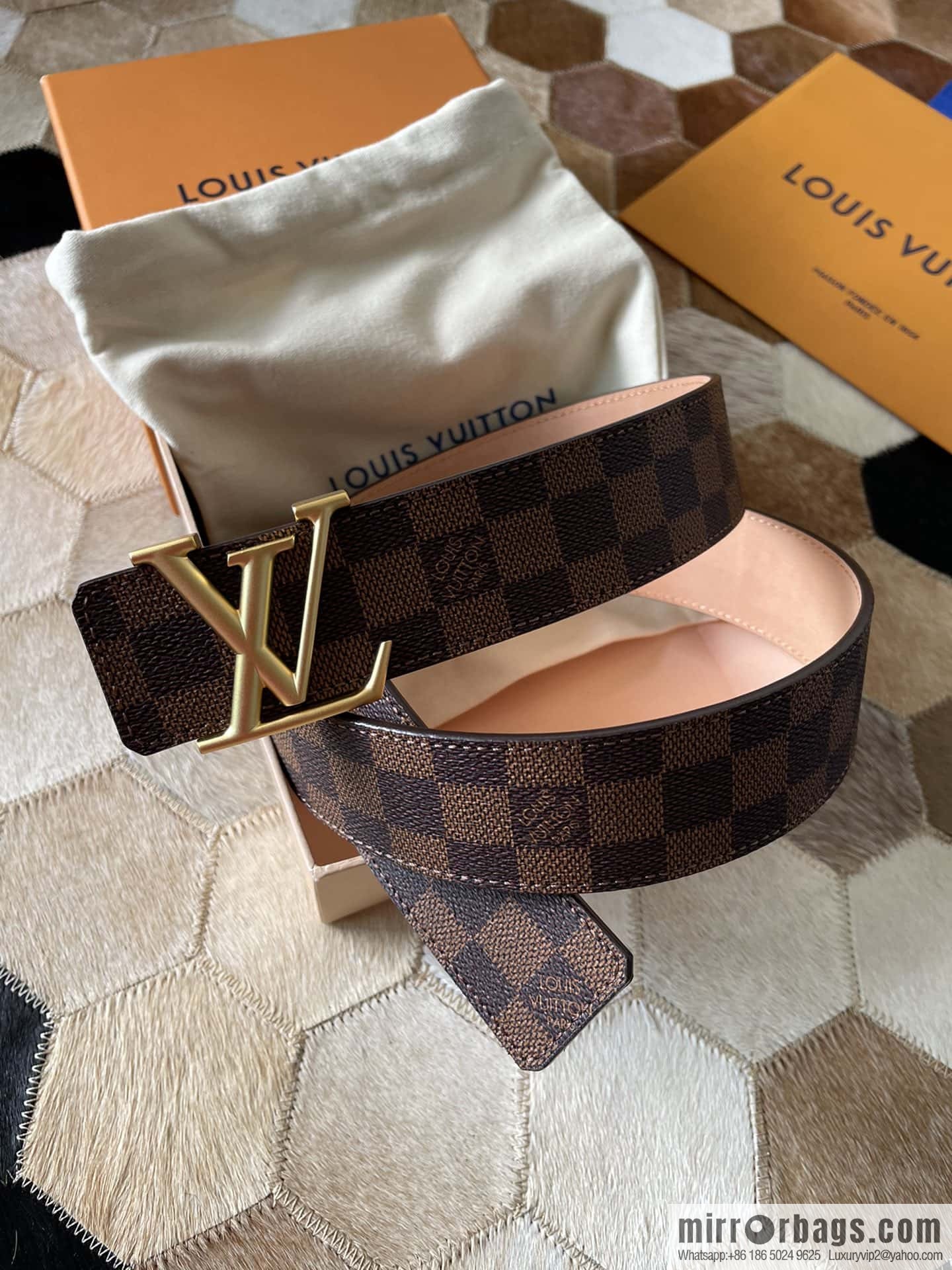 LV Monogram print, pearl mud metal buckle belt M9608 M9610 M9808