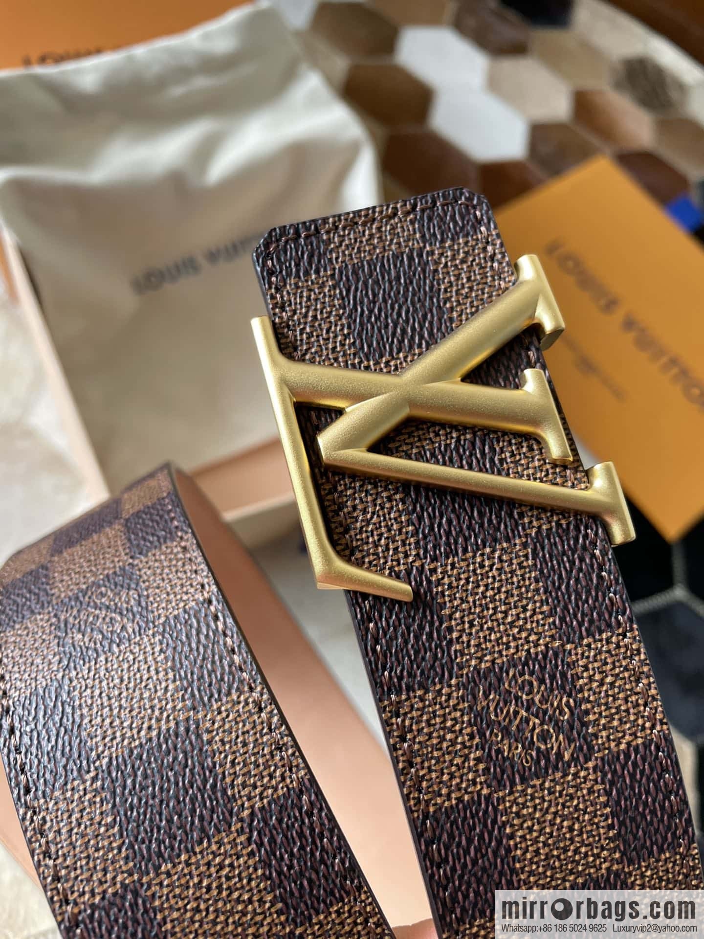 LV Monogram print, pearl mud metal buckle belt M9608 M9610 M9808