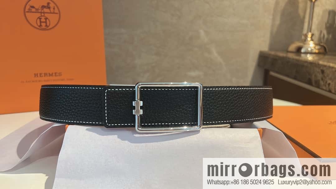 Hermes, cowhide double-sided original leather men's 3.8cm belt
