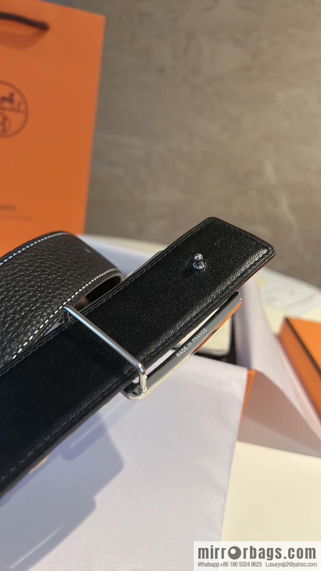 Hermes, cowhide double-sided original leather men's 3.8cm belt