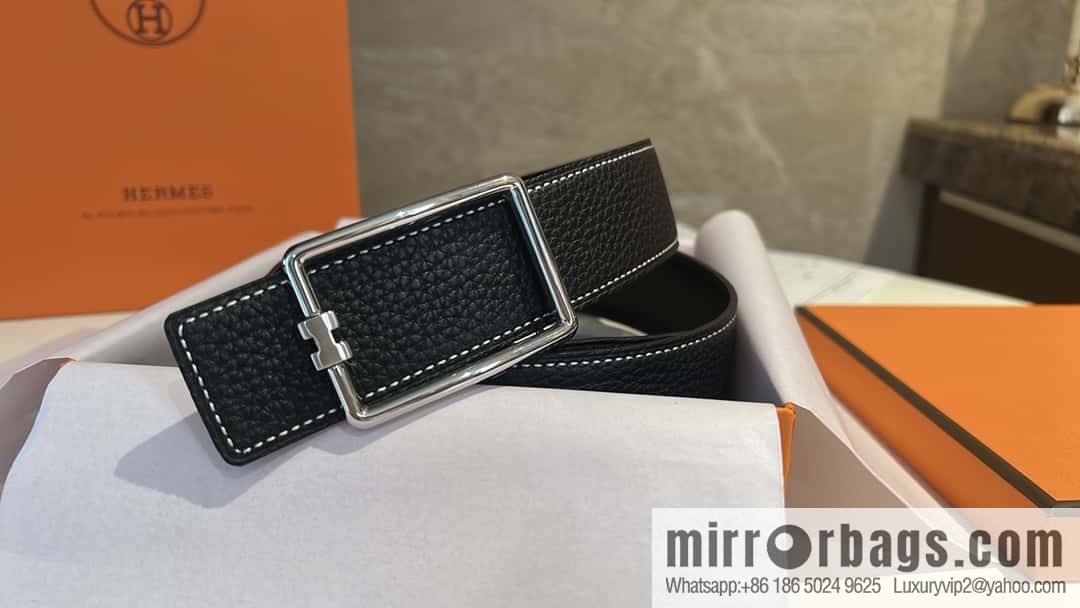 Hermes, cowhide double-sided original leather men's 3.8cm belt