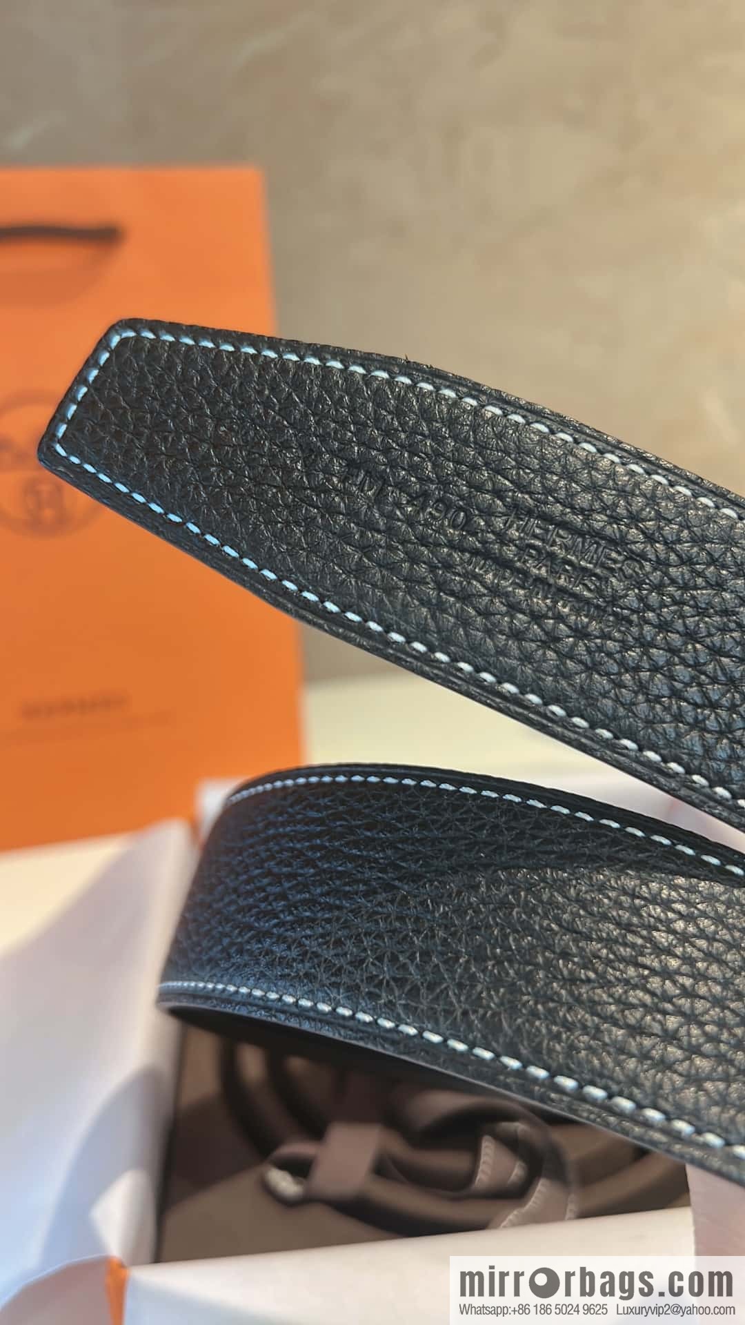 Hermes, cowhide double-sided original leather men's 3.8cm belt