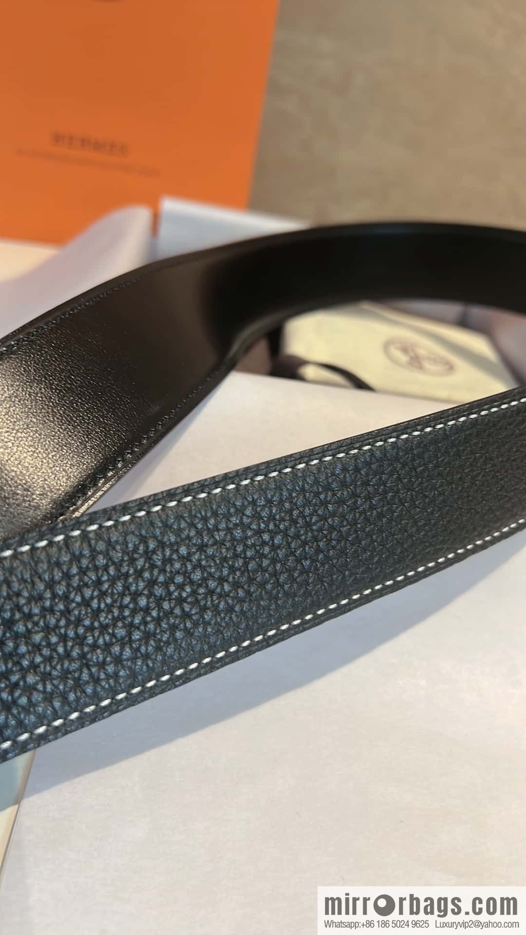 Hermes, cowhide double-sided original leather men's 3.8cm belt
