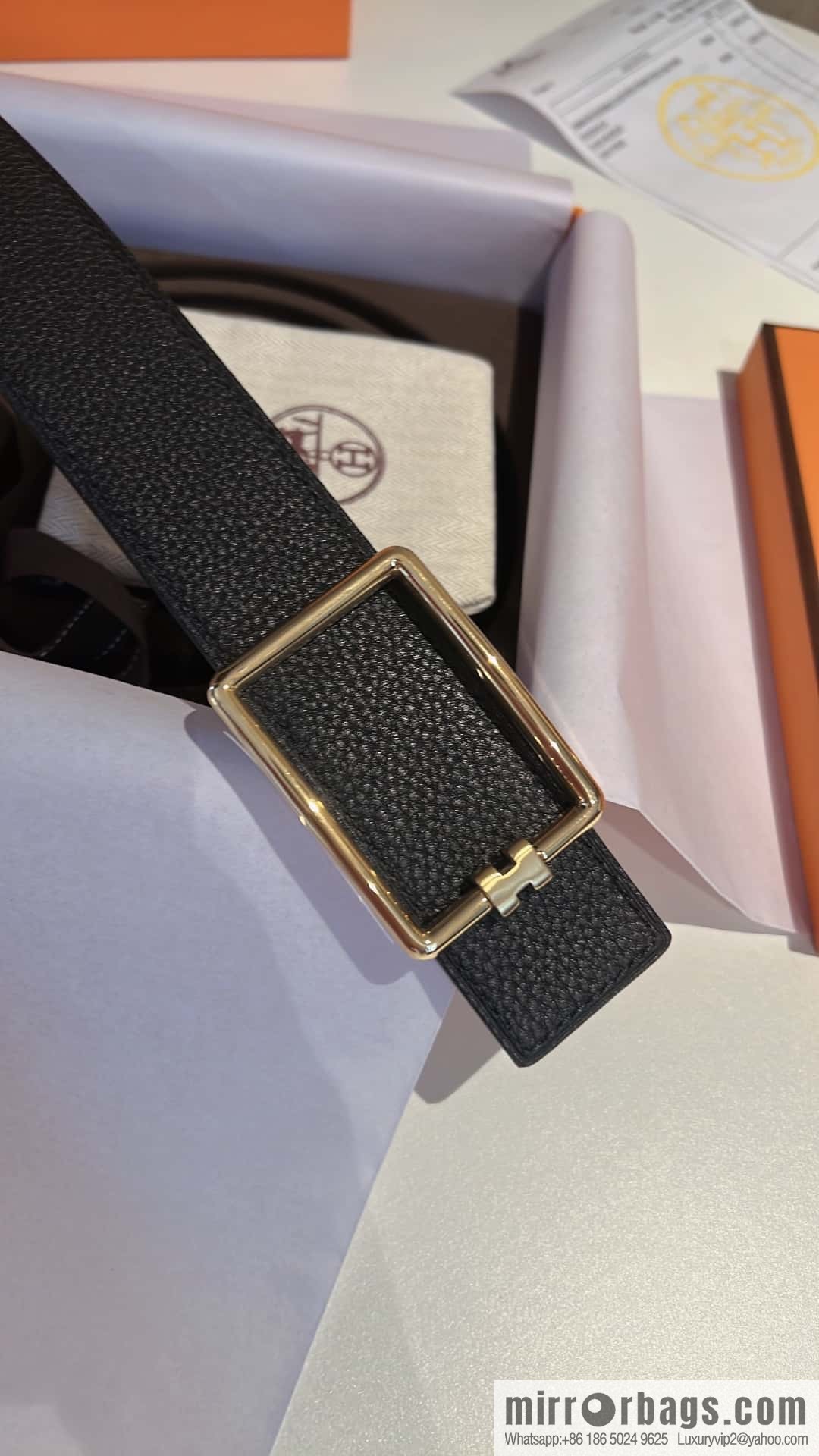 Hermes, cowhide double-sided original leather men's 3.8cm belt