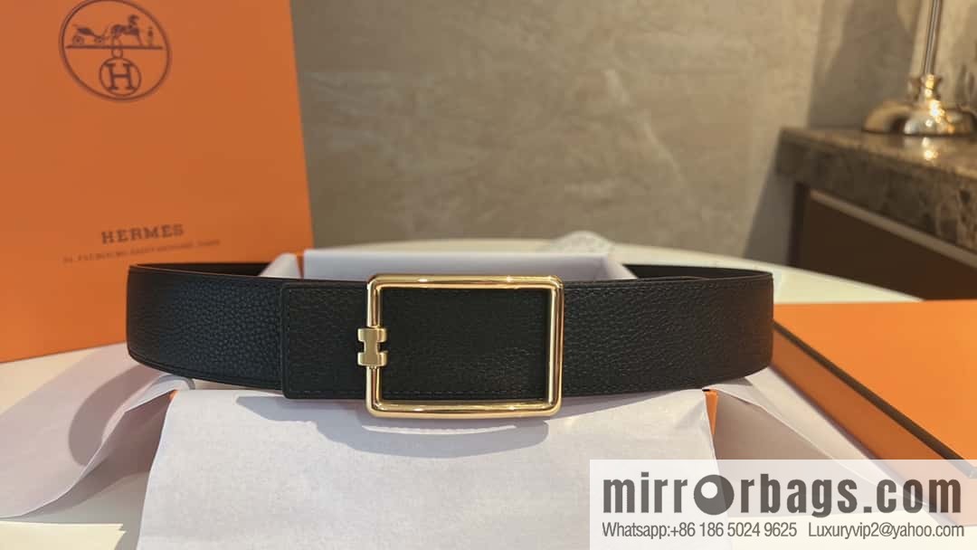 Hermes, cowhide double-sided original leather men's 3.8cm belt