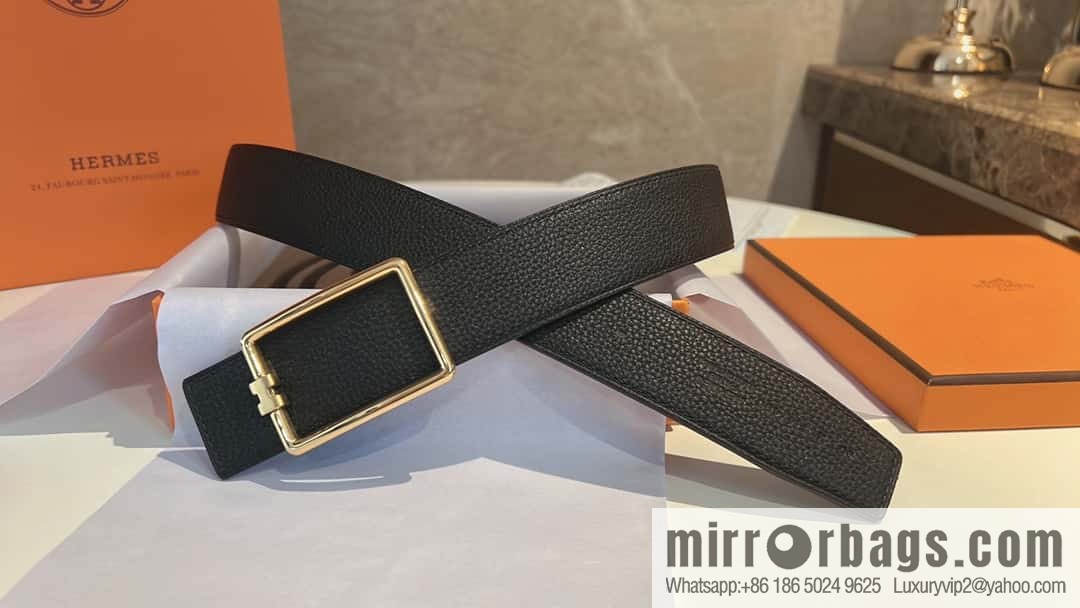 Hermes, cowhide double-sided original leather men's 3.8cm belt