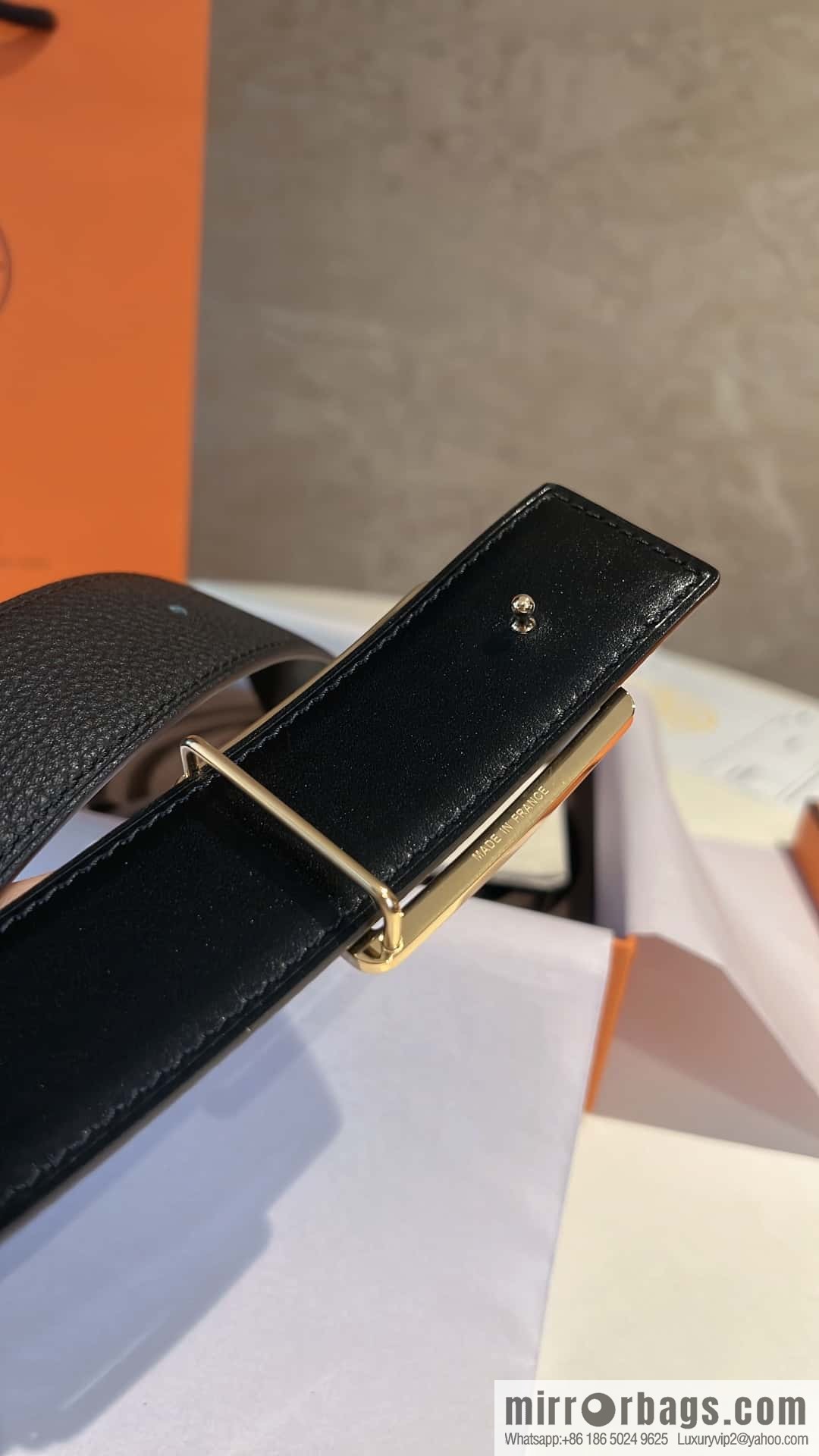 Hermes, cowhide double-sided original leather men's 3.8cm belt