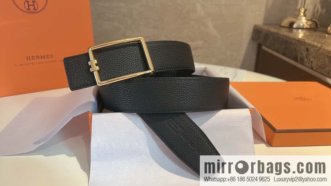 Hermes, cowhide double-sided original leather men's 3.8cm belt
