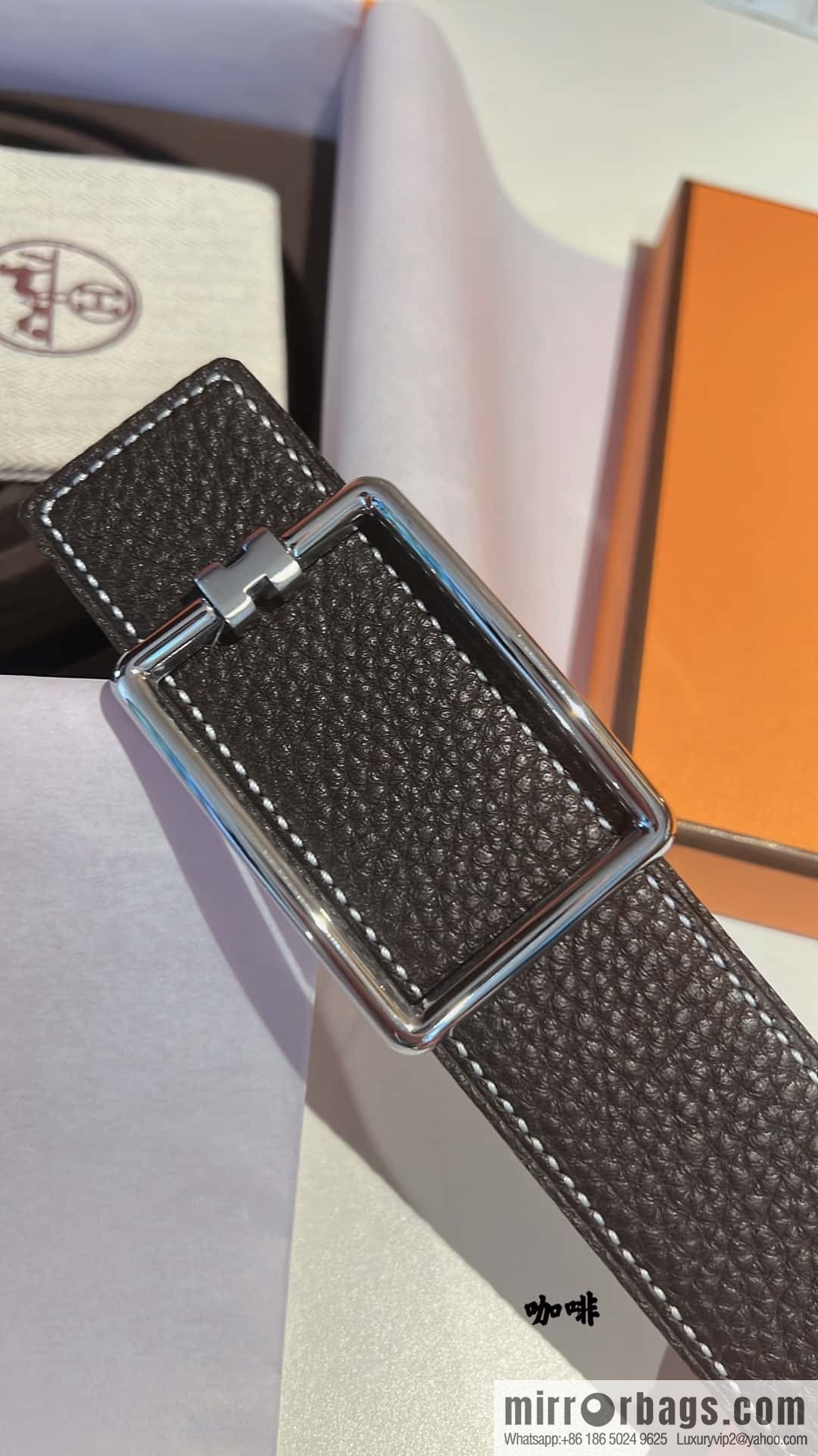 Hermes, cowhide double-sided original leather men's 3.8cm belt