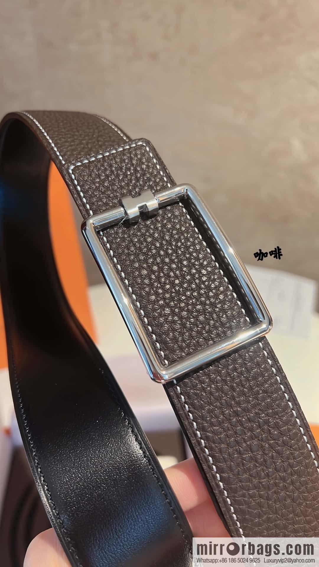 Hermes, cowhide double-sided original leather men's 3.8cm belt