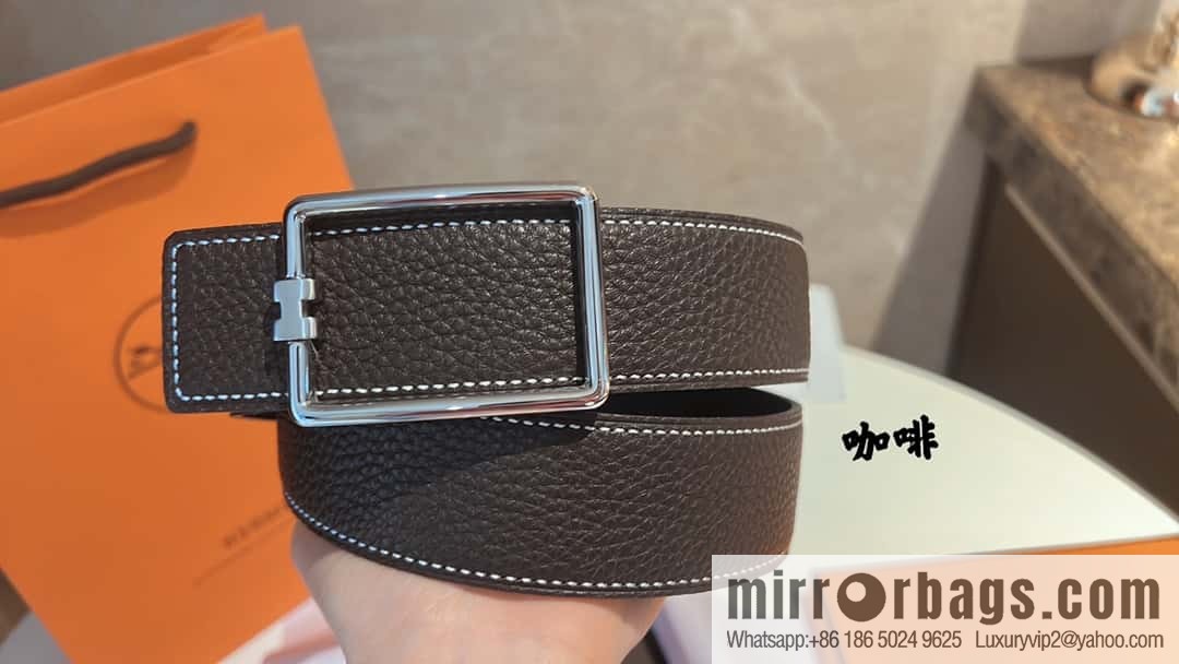 Hermes, cowhide double-sided original leather men's 3.8cm belt