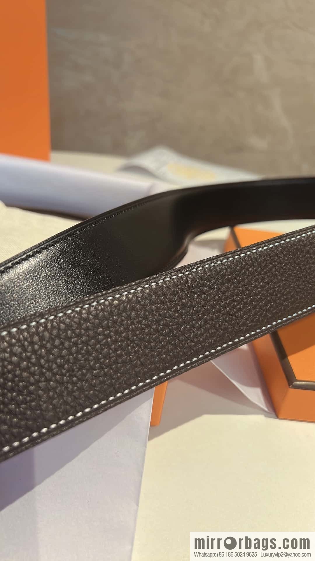 Hermes, cowhide double-sided original leather men's 3.8cm belt