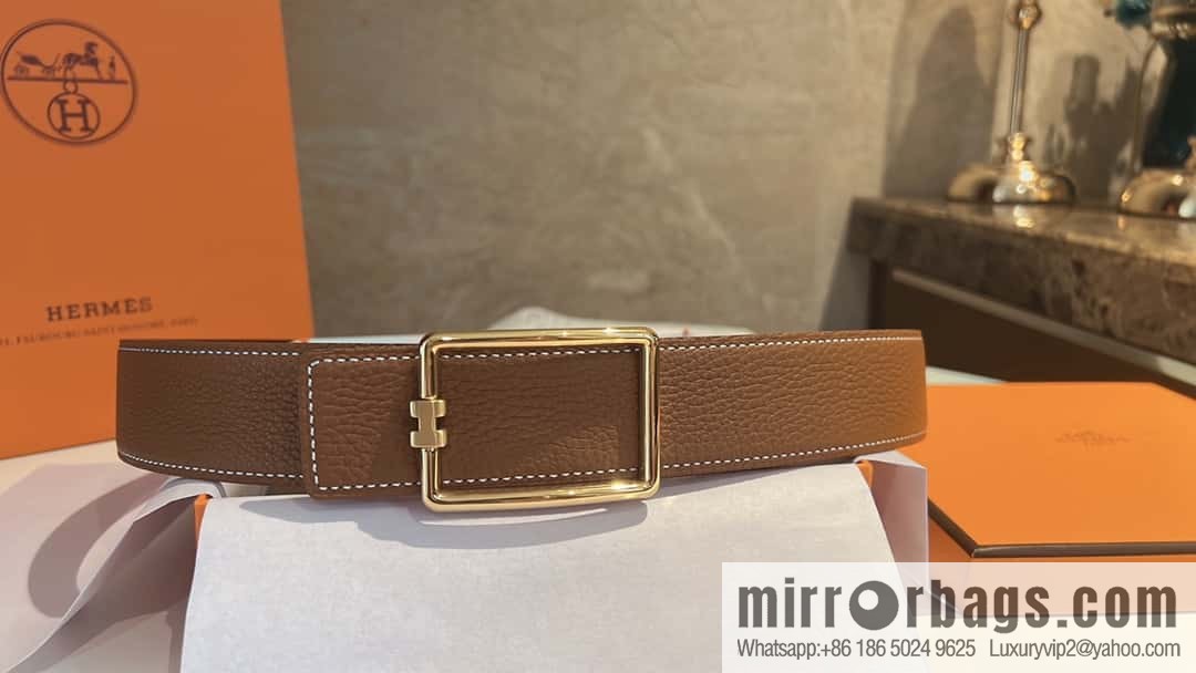 Hermes, cowhide double-sided original leather men's 3.8cm belt