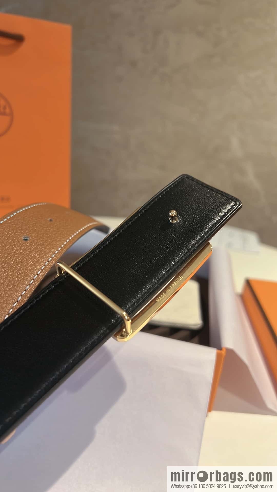 Hermes, cowhide double-sided original leather men's 3.8cm belt