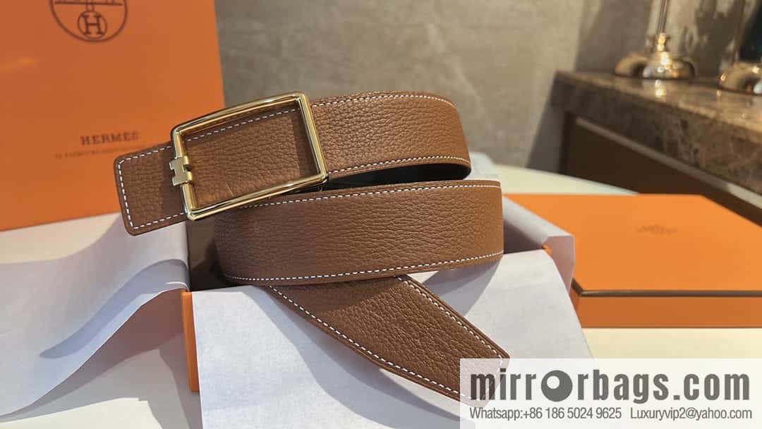 Hermes, cowhide double-sided original leather men's 3.8cm belt