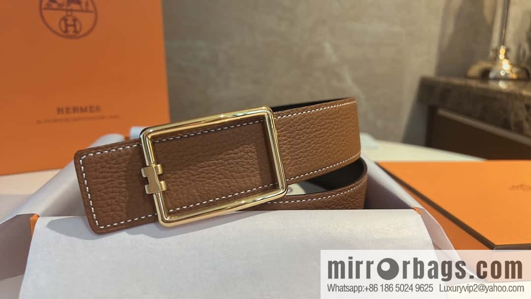 Hermes, cowhide double-sided original leather men's 3.8cm belt