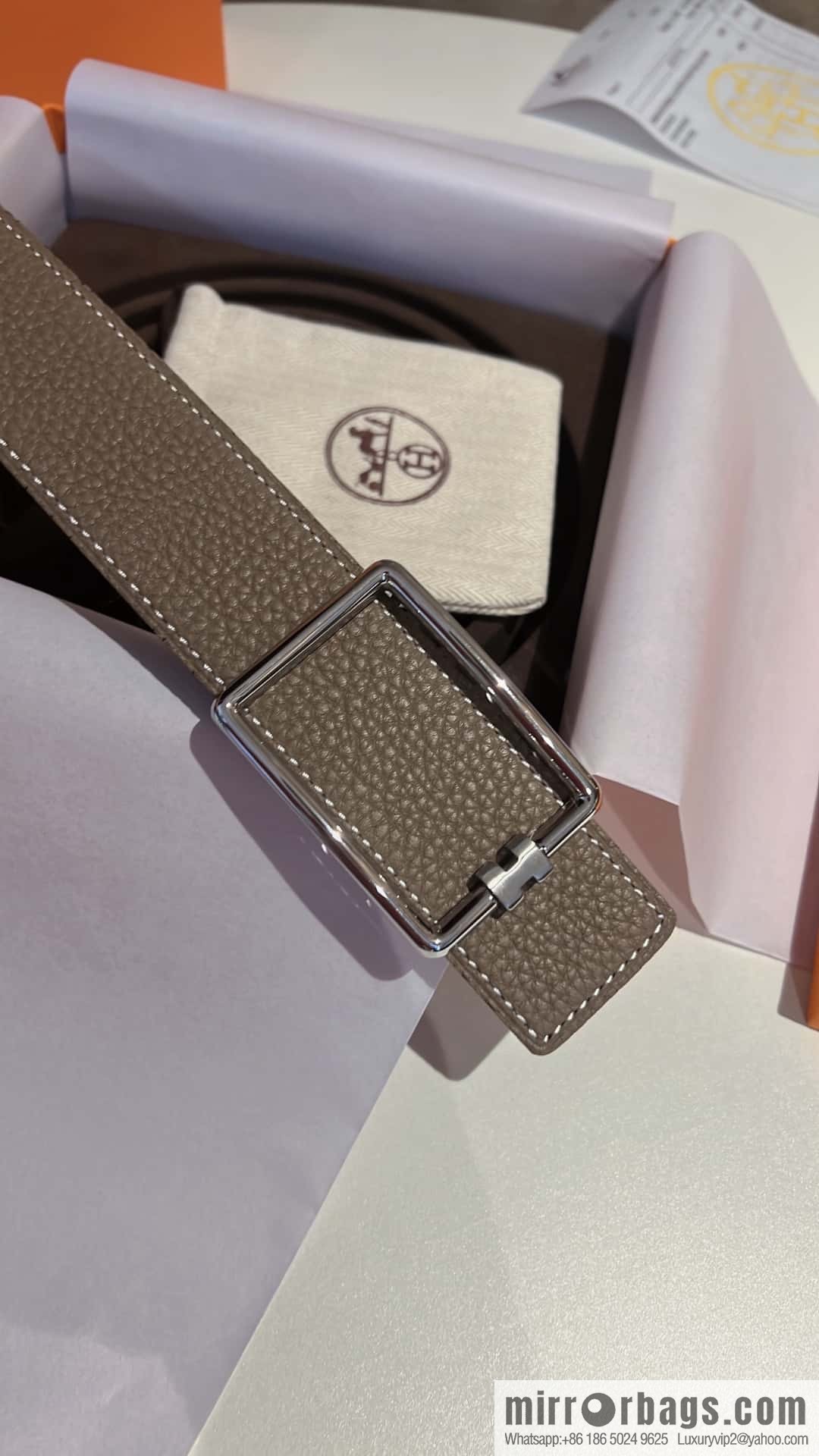 Hermes, cowhide double-sided original leather men's 3.8cm belt
