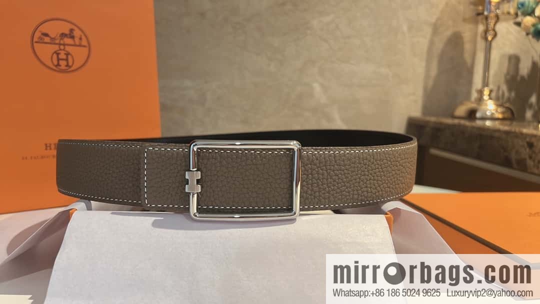 Hermes, cowhide double-sided original leather men's 3.8cm belt