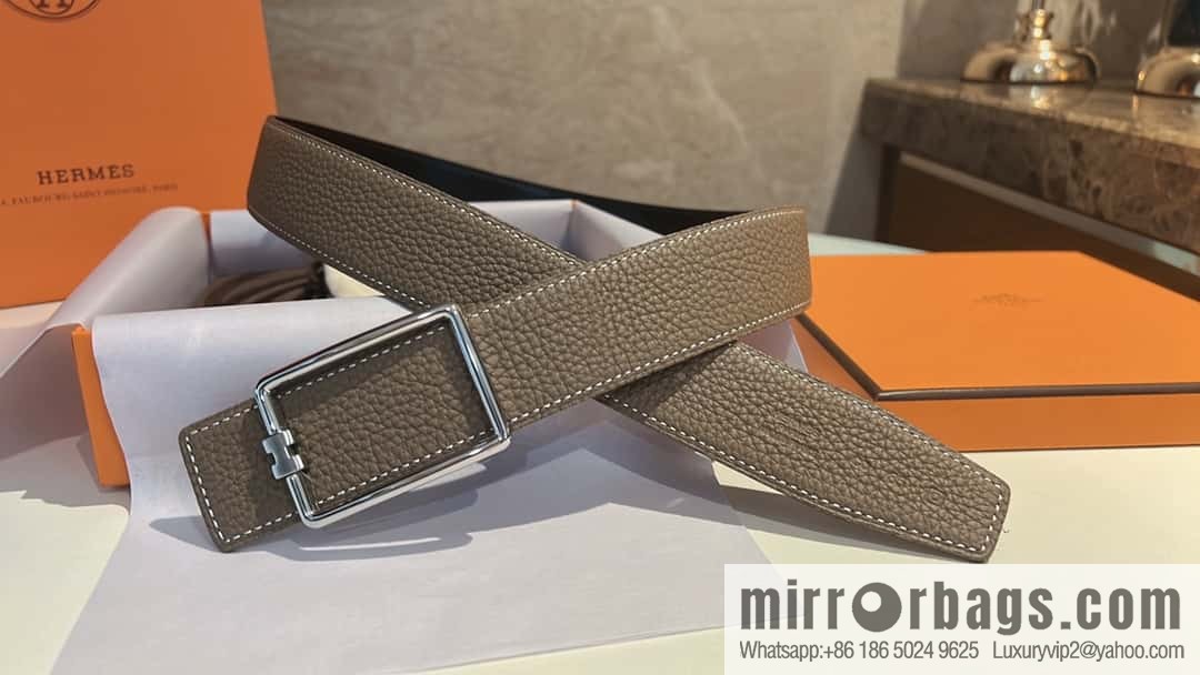 Hermes, cowhide double-sided original leather men's 3.8cm belt