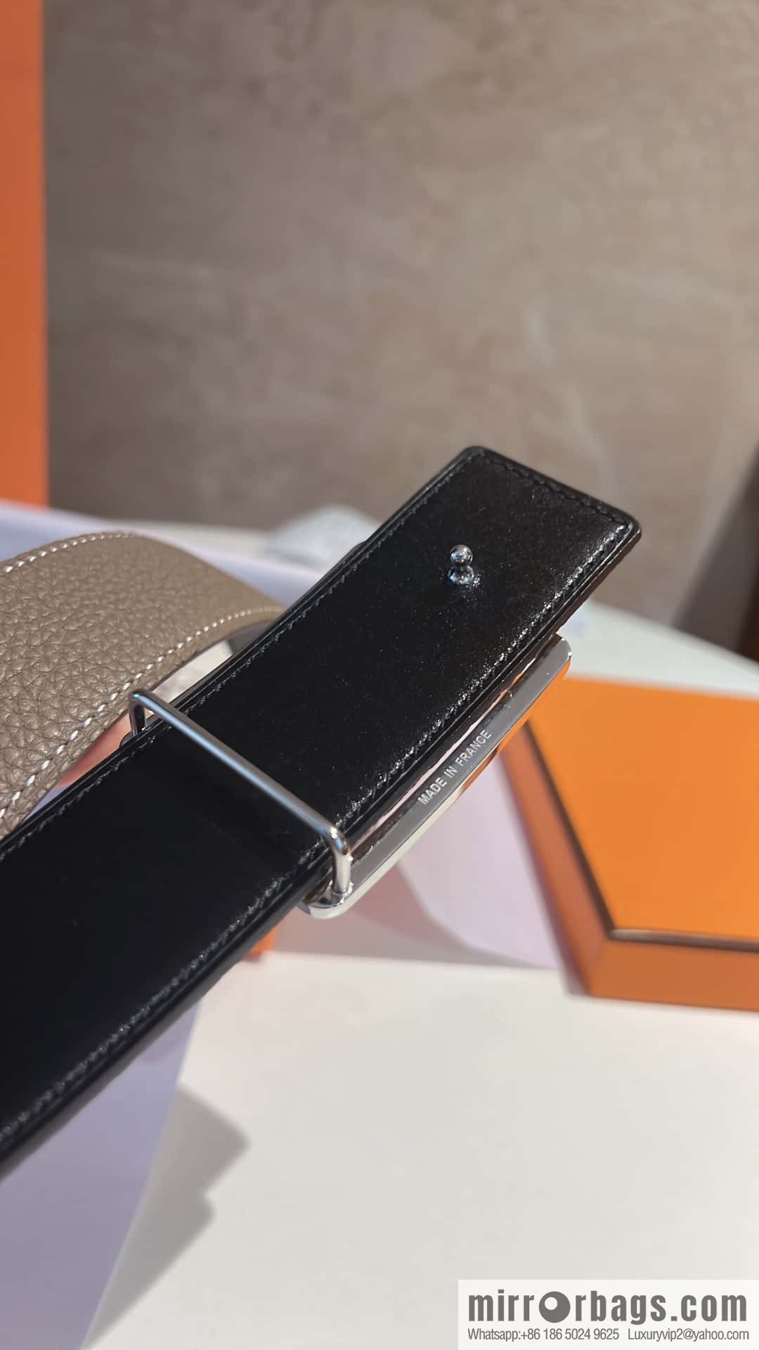 Hermes, cowhide double-sided original leather men's 3.8cm belt