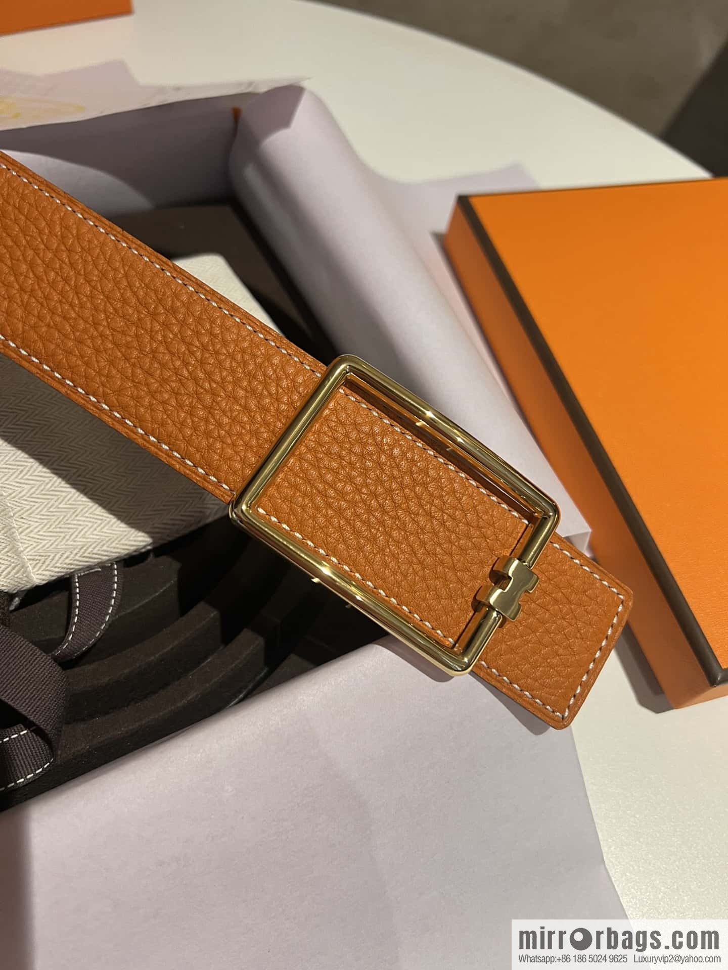 Hermes, cowhide double-sided original leather men's 3.8cm belt