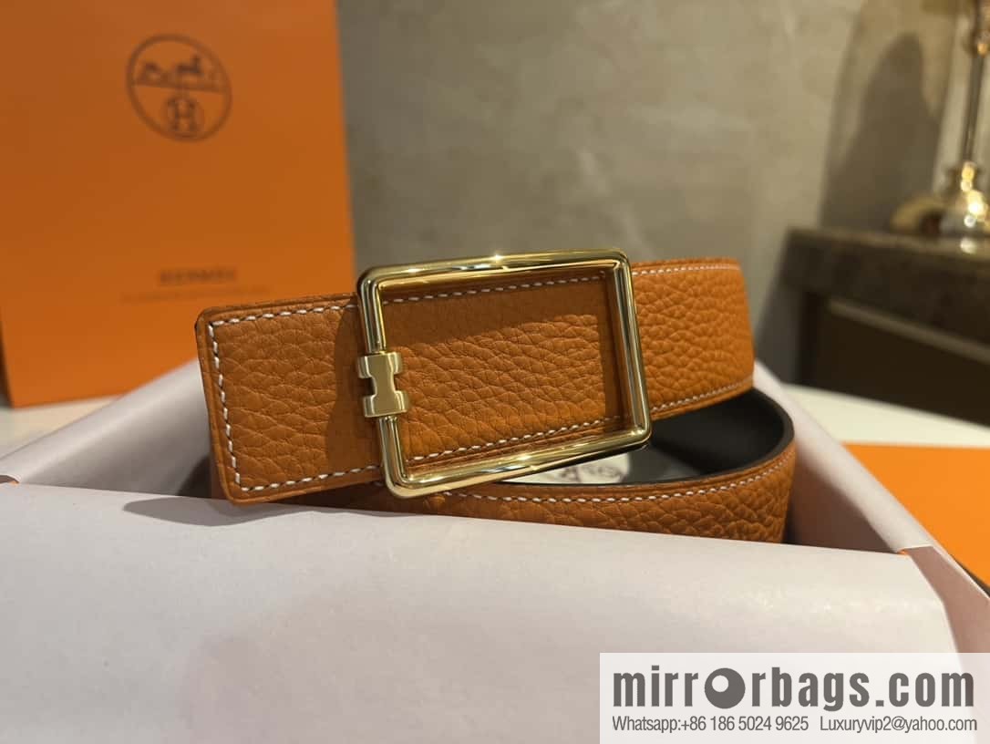 Hermes, cowhide double-sided original leather men's 3.8cm belt