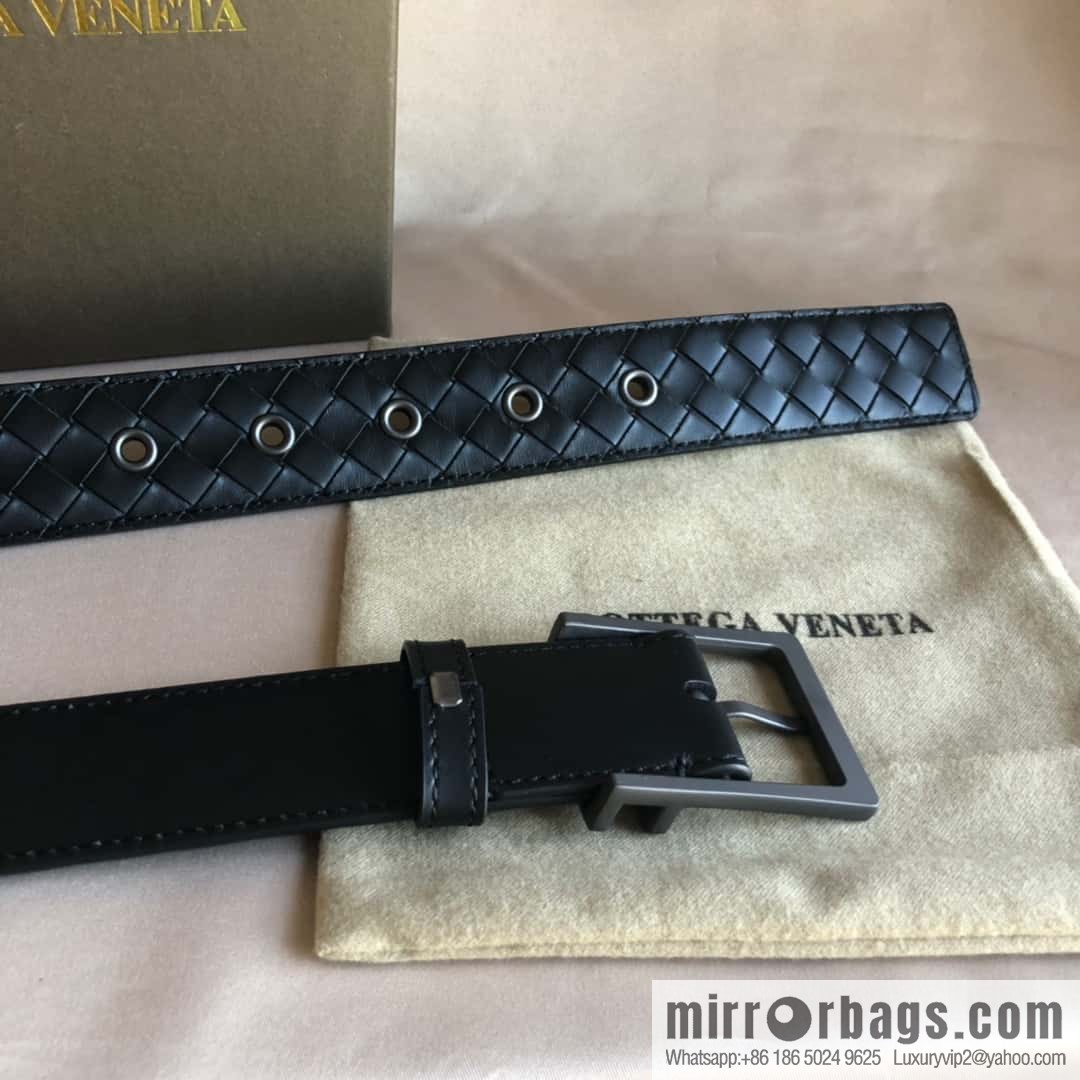 Bottega Veneta, hand-woven, polished eyelets and pin buckles, belt 3.5cm