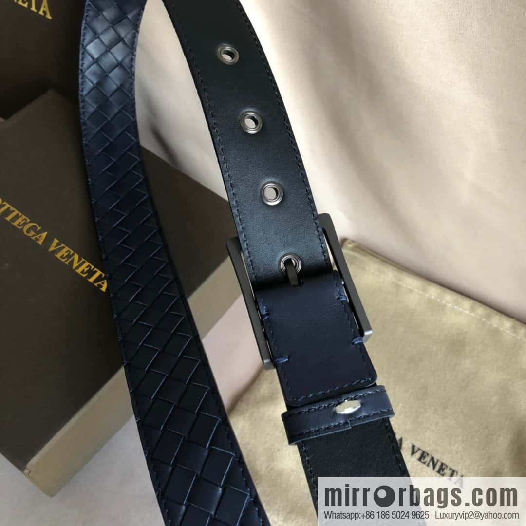 Bottega Veneta, hand-woven, polished eyelets and pin buckles, belt 3.5cm