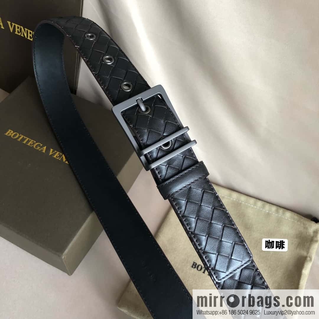 Bottega Veneta, hand-woven, polished eyelets and pin buckles, belt 3.5cm