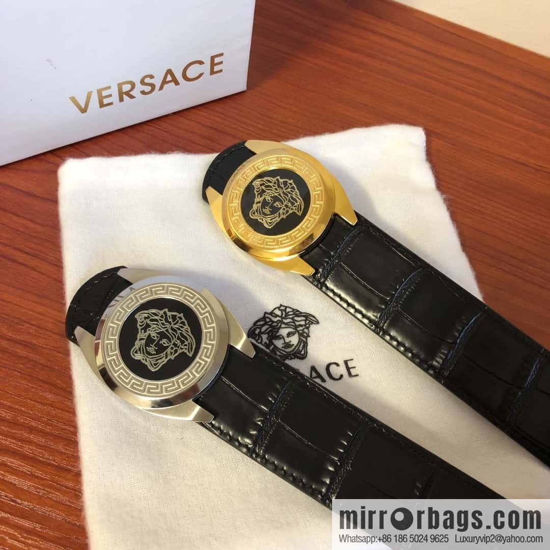 VERSACE Versace, Medusa Metal Buckle 3.5cm Cowhide Crocodile Belt