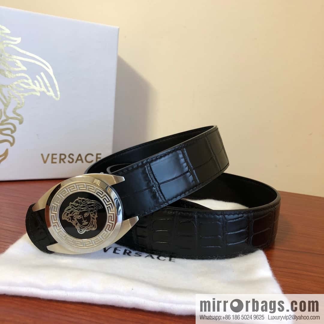 VERSACE Versace, Medusa Metal Buckle 3.5cm Cowhide Crocodile Belt