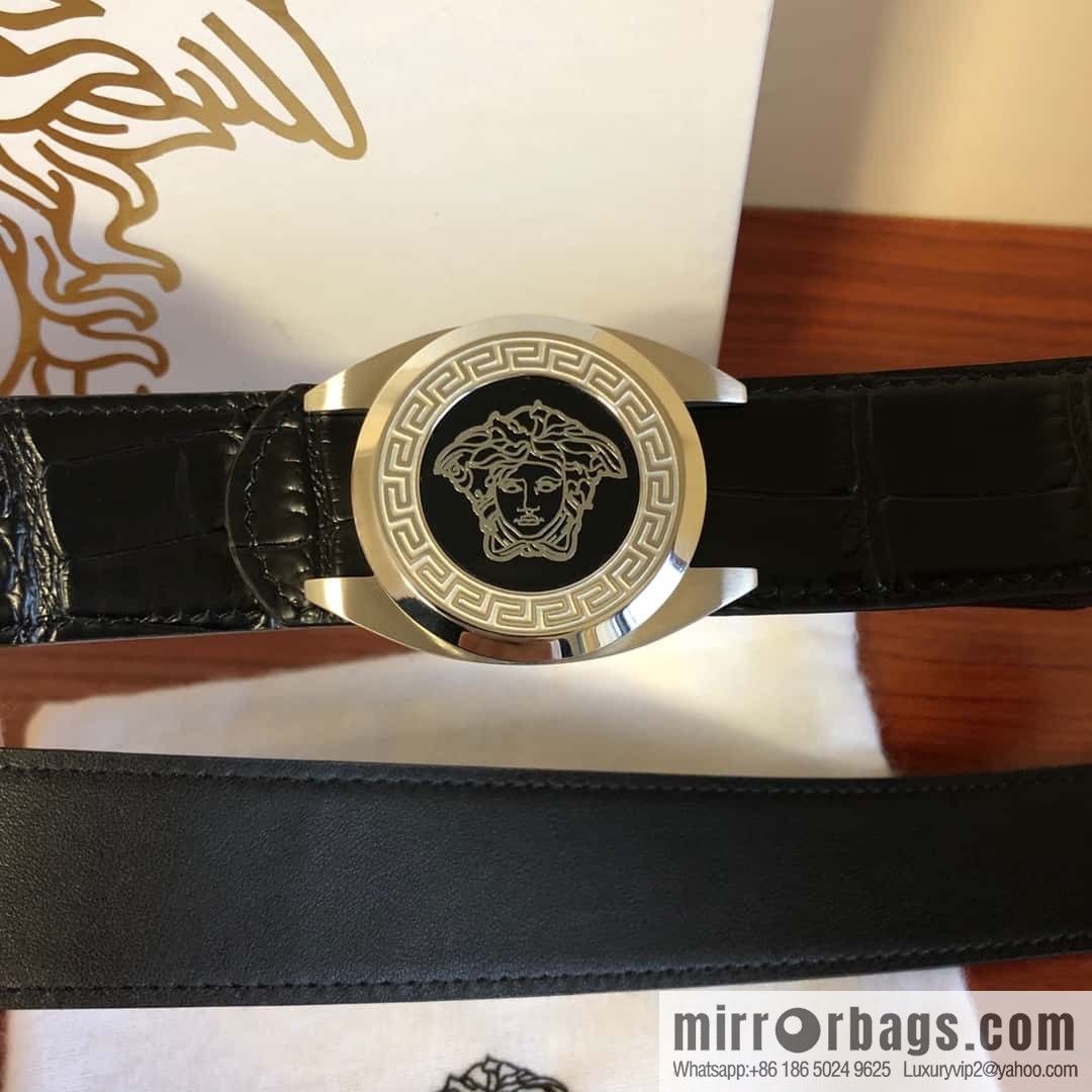 VERSACE Versace, Medusa Metal Buckle 3.5cm Cowhide Crocodile Belt