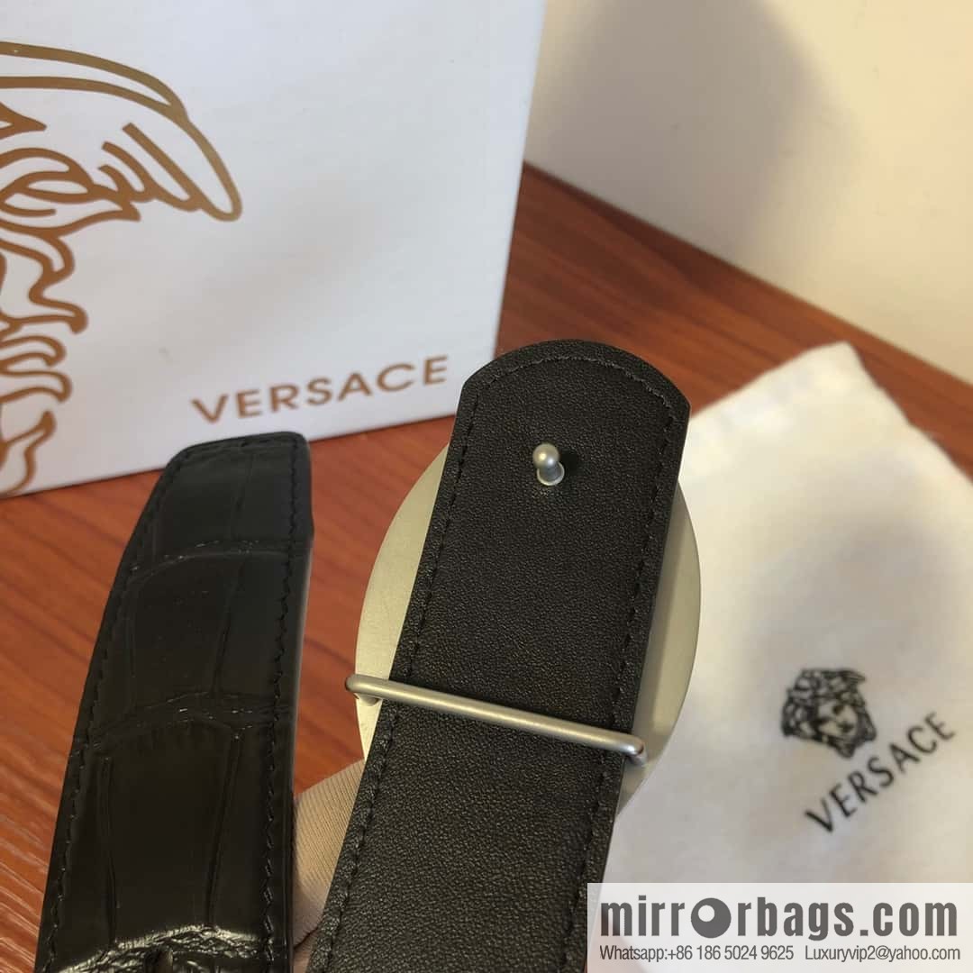 VERSACE Versace, Medusa Metal Buckle 3.5cm Cowhide Crocodile Belt