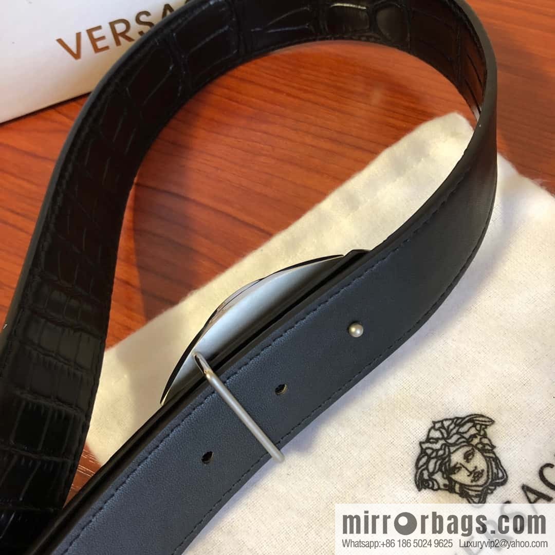 VERSACE Versace, Medusa Metal Buckle 3.5cm Cowhide Crocodile Belt