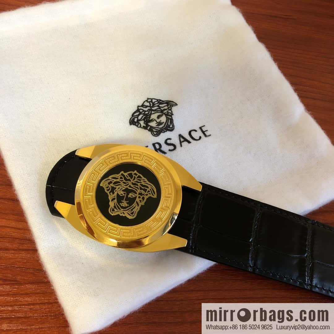 VERSACE Versace, Medusa Metal Buckle 3.5cm Cowhide Crocodile Belt