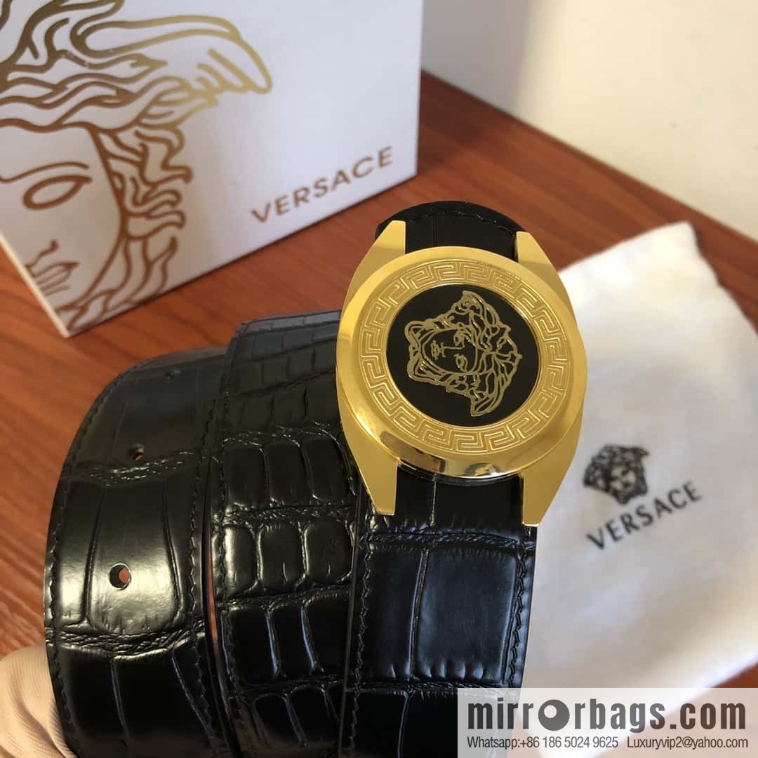 VERSACE Versace, Medusa Metal Buckle 3.5cm Cowhide Crocodile Belt