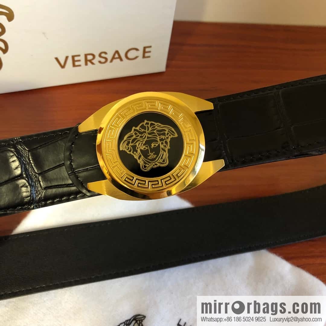 VERSACE Versace, Medusa Metal Buckle 3.5cm Cowhide Crocodile Belt