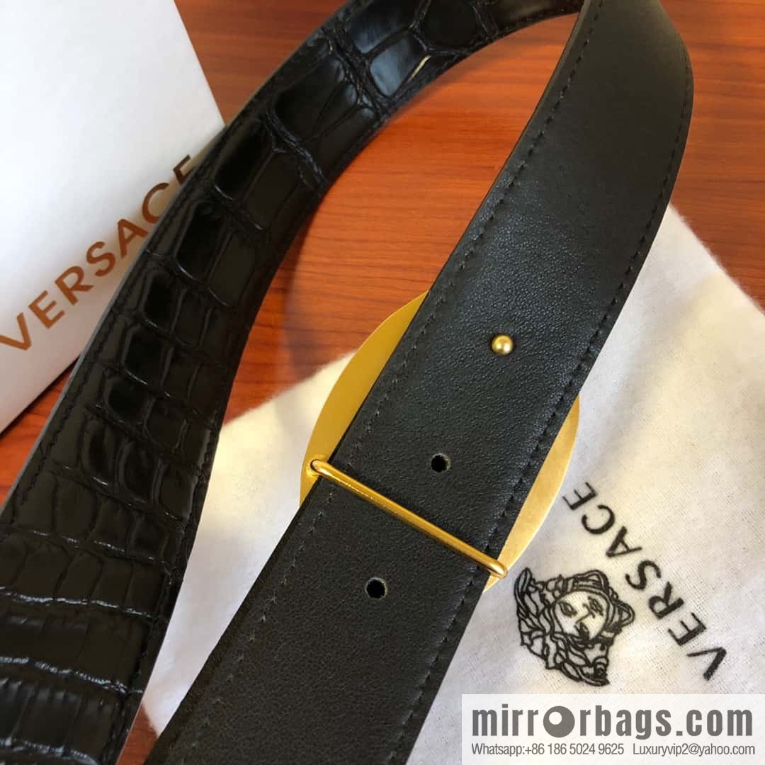 VERSACE Versace, Medusa Metal Buckle 3.5cm Cowhide Crocodile Belt