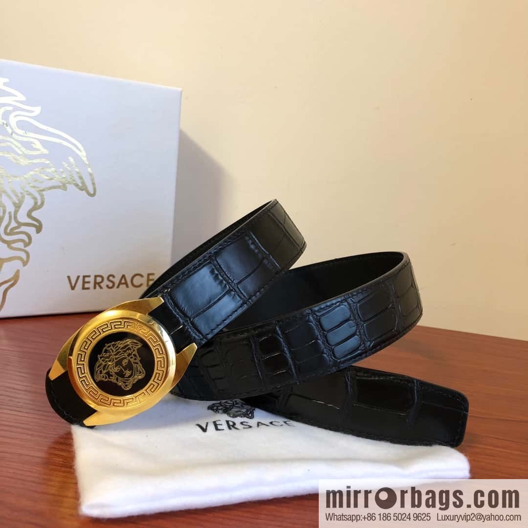 VERSACE Versace, Medusa Metal Buckle 3.5cm Cowhide Crocodile Belt
