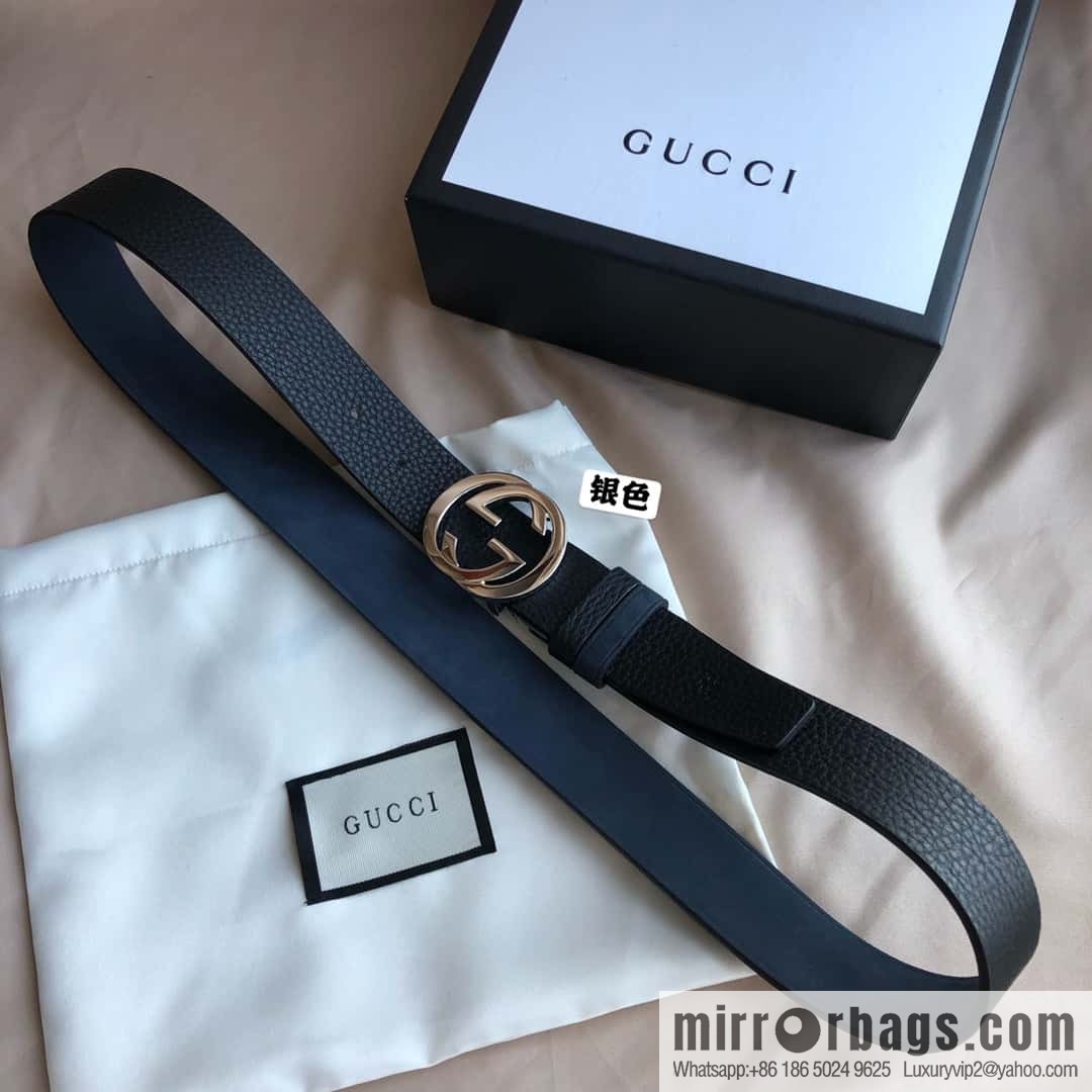 GUCCI imported suede color-changing leather with the first layer of swinging cowhide, double G rotating metal buckle, belt 35mm