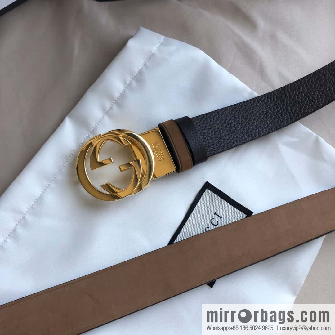 GUCCI imported suede color-changing leather with the first layer of swinging cowhide, double G rotating metal buckle, belt 35mm
